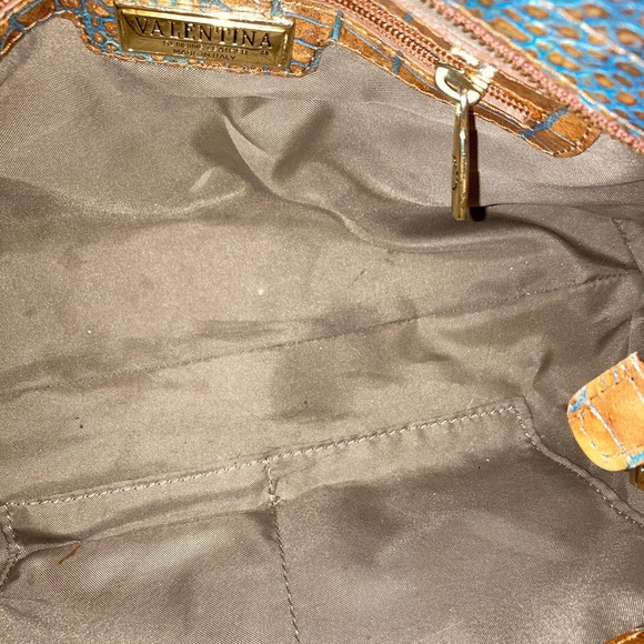 Valentina Italia Vintage Italian Crocodile Alligator Reptile Brown Purse Bag EUC - Picture 8 of 16